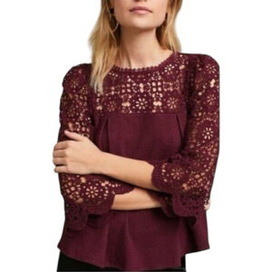 Anthropologie Eri and Ari Embroidered Cutout Top XS